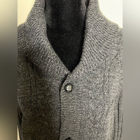 NWT Tasso Elba wool blend Gray cable knit grandpa academia cardigan sweater S - Picture 2 of 8